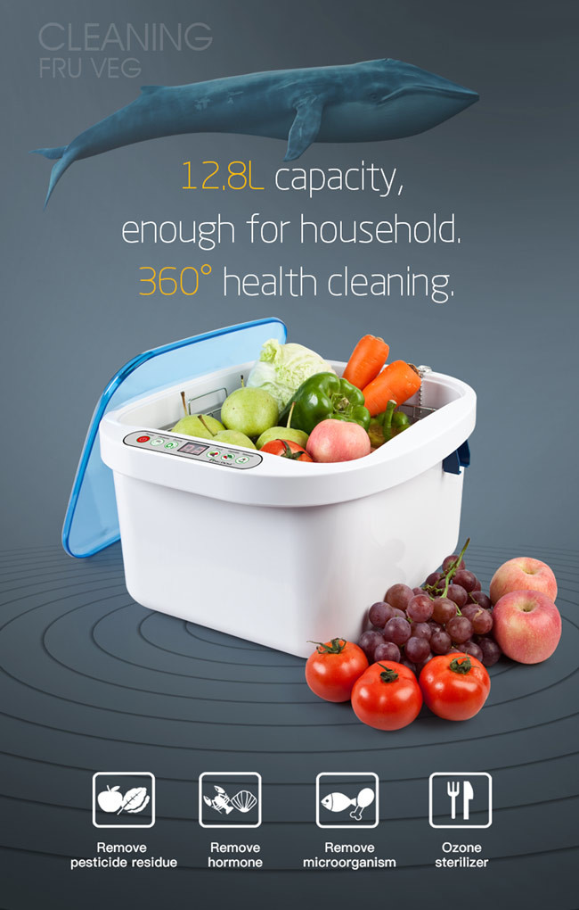 Portable Ozone Fruit And Vegetable Washer Anti Bacteria Transparent Lid