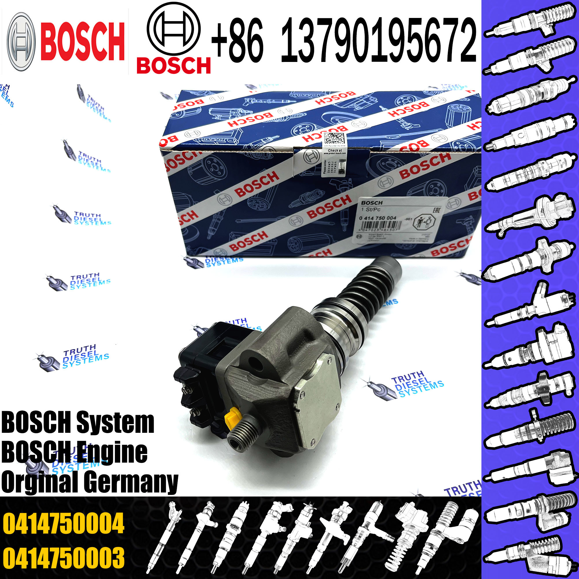 VOL Excavator EC210 EC240 EC290 Diesel Engine Spare Parts Unit Fuel Injector 0414750004