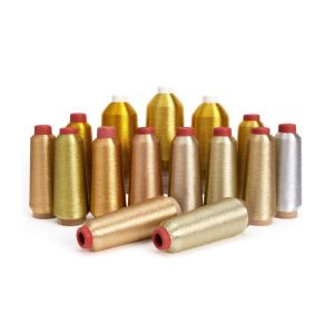 Send Sample of Pattern Dyed MX Type Embroidery Lurex Thread Gold Metallic Silver