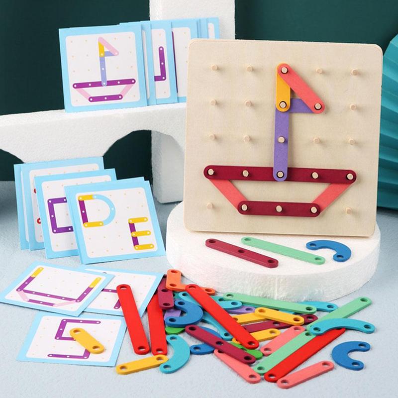 Nail Board Puzzle Montessori Geometric Wooden Early Toy Toy Jigsaw Board Game Child Education Educational Wood Education