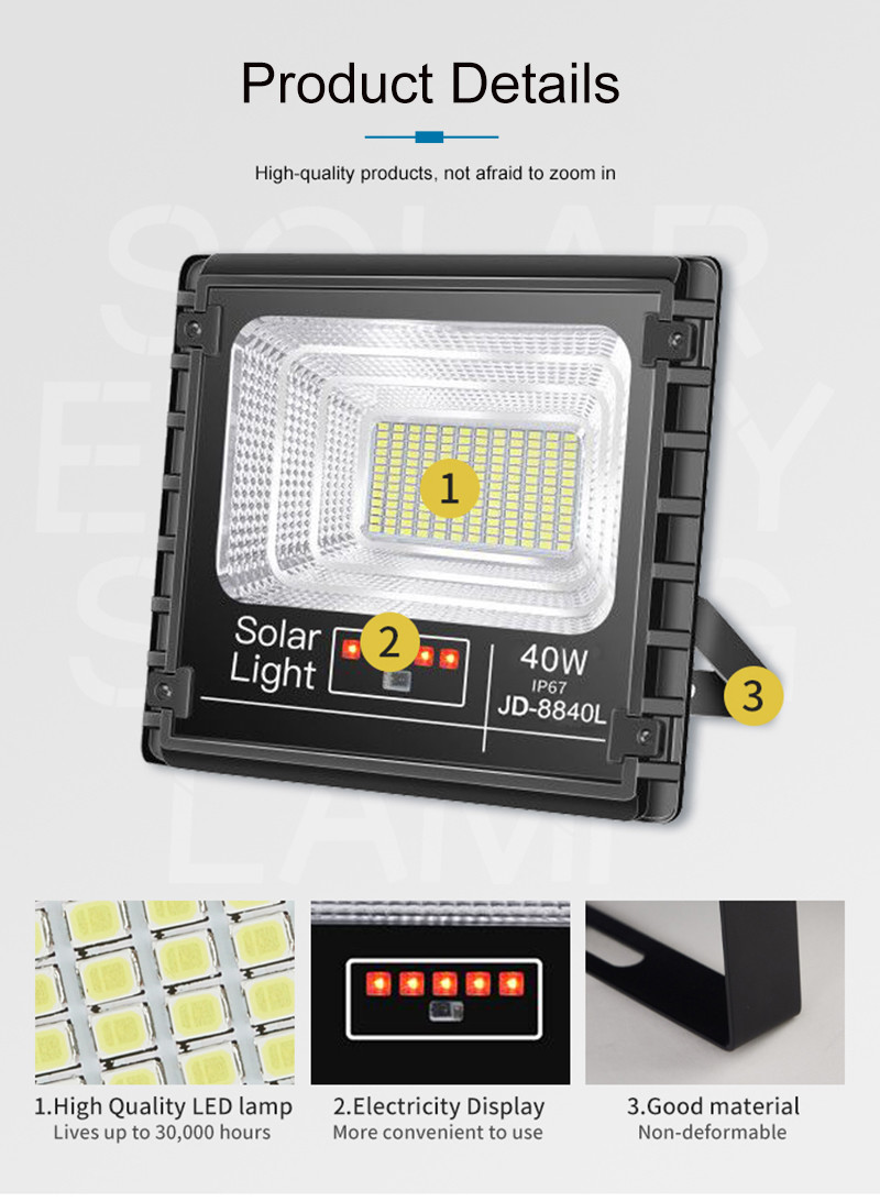 Die Casting Led Solar Flood Light 40w Outdoor IP66 Solar
