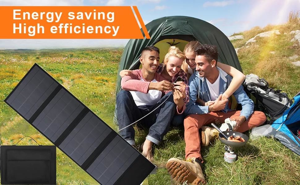 6.06A Multiple Ports Slim Line Solar Panel Overlapping Camping Folding Solar Panels