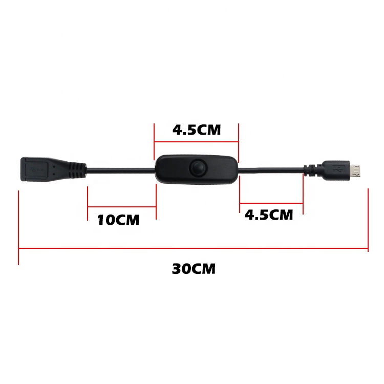 Male to Female ON OFF Micro USB Extension Charging Cable with Switch