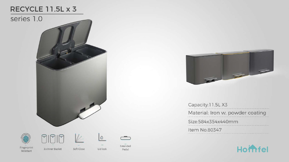 28L SS Rectangular Pedal Trash Can Waste Bin With Rolling Cover Type