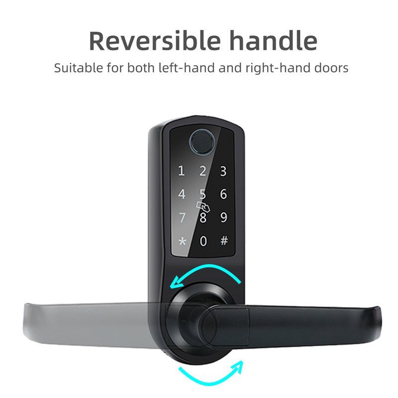 Passcode 180mm Alkaline Smart Fingerprint Door Lock Commercial Wireless