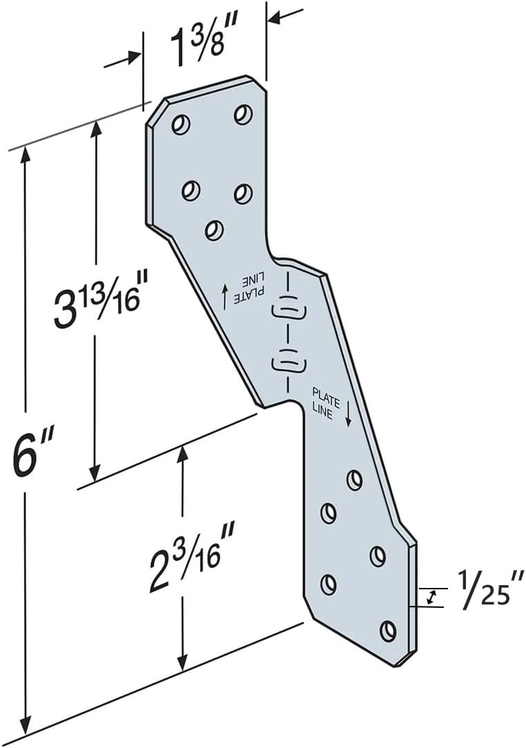 Hurricane Straps H2.5A Right Tie Heavy Duty Galvanized Hurricane Tie 25ct Rafter Ties Double Reinforcement for Left-Hander 25pcs