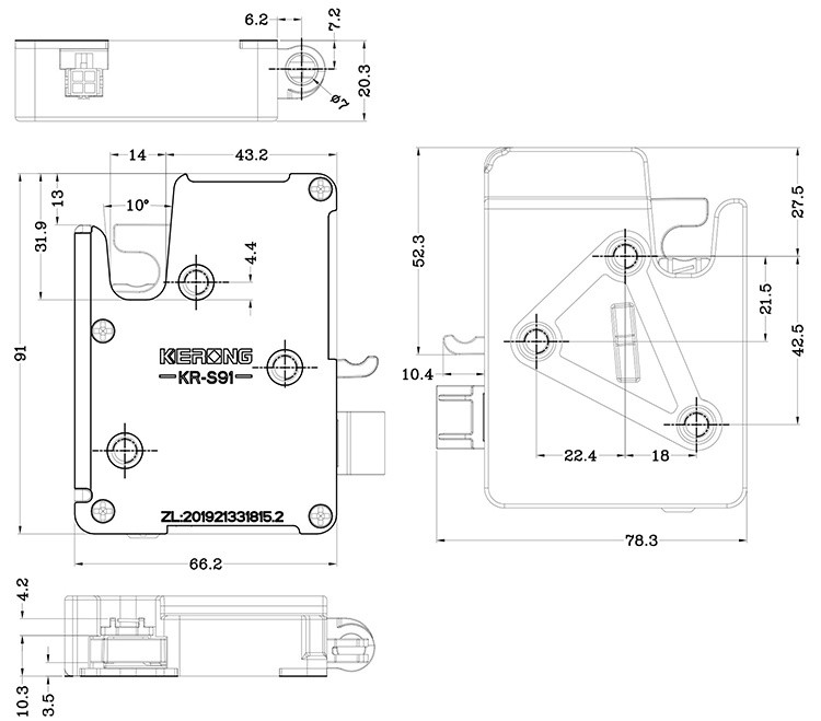 4.5Rev/S Electrical Cabinet Latches , SUS304 Concealed Cabinet Locks