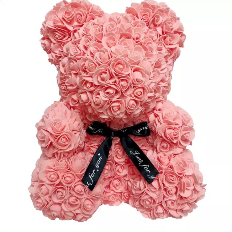 Rose Bear for Christmas Day Teddy Bear with PE Roses Bouquet Flower Teddy Rose Bear Rose Flower bear gift