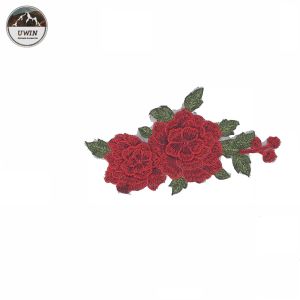 Red Peony Embroidery Patch for Clothes,Woven Patch Custom Pvc,Apparel Accessorie