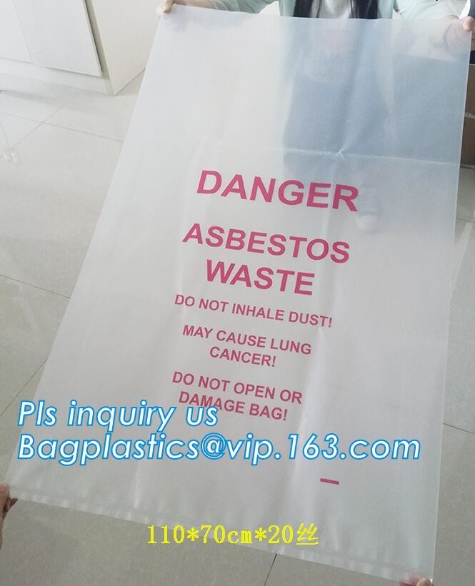 Hazardous Waste Yellow Plastic Bag Asbestos Garbage Bag,large size thicker LDPE asbestos remove bags,asbestos garbage ba
