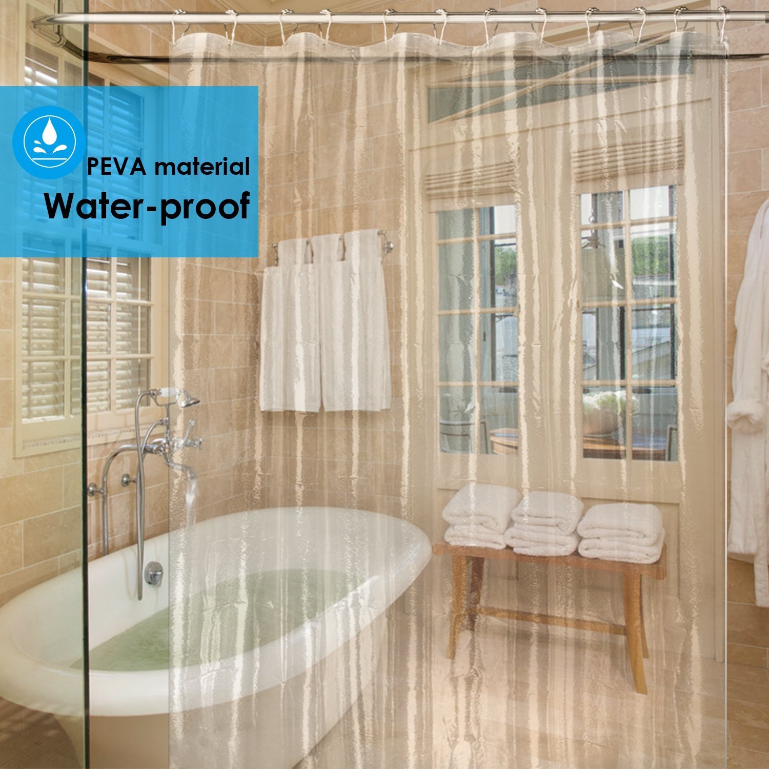 Wholesale Clear Transparent PEVA Plastic Waterproof Thick Disposable Shower Curtains