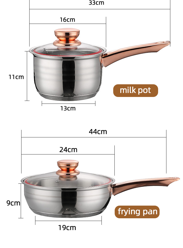 New Product 12 PCS 201 Stainless Steel Pan And Pot Nonstick Cookware Sets With Stainless Steel Handle