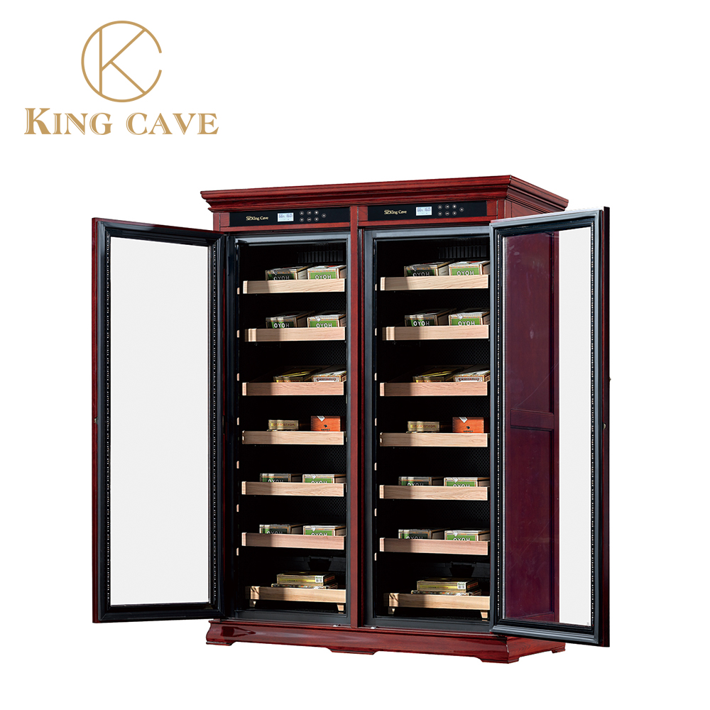 Spacious Adjustable Spanish Cedar Wood Shelve Cigar Cooler With LED Light