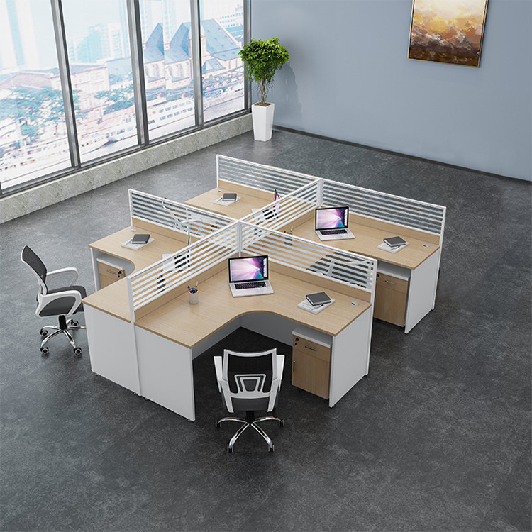 2 4 6 Person Modern Office Workstations Desk Aluminum Profile Fabric Material