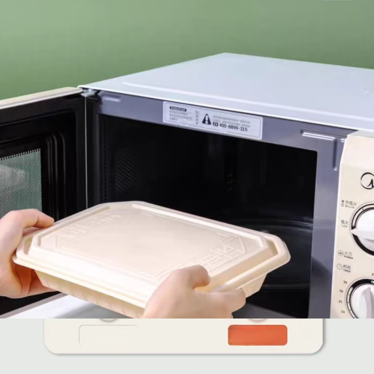 4 Compartments Biodegradable Container Clamshell Hinge Biodegradable Meal Box