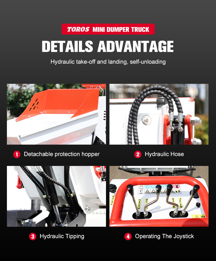 Front Loading Stand On Diesel Mini Crawler Dumper 200Hp-400Hp Power