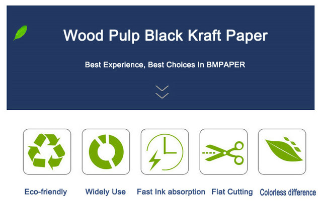 FSC Certified 100% Virgin Pulp Solid black 350gsm Black Kraft Paper For Packing Box
