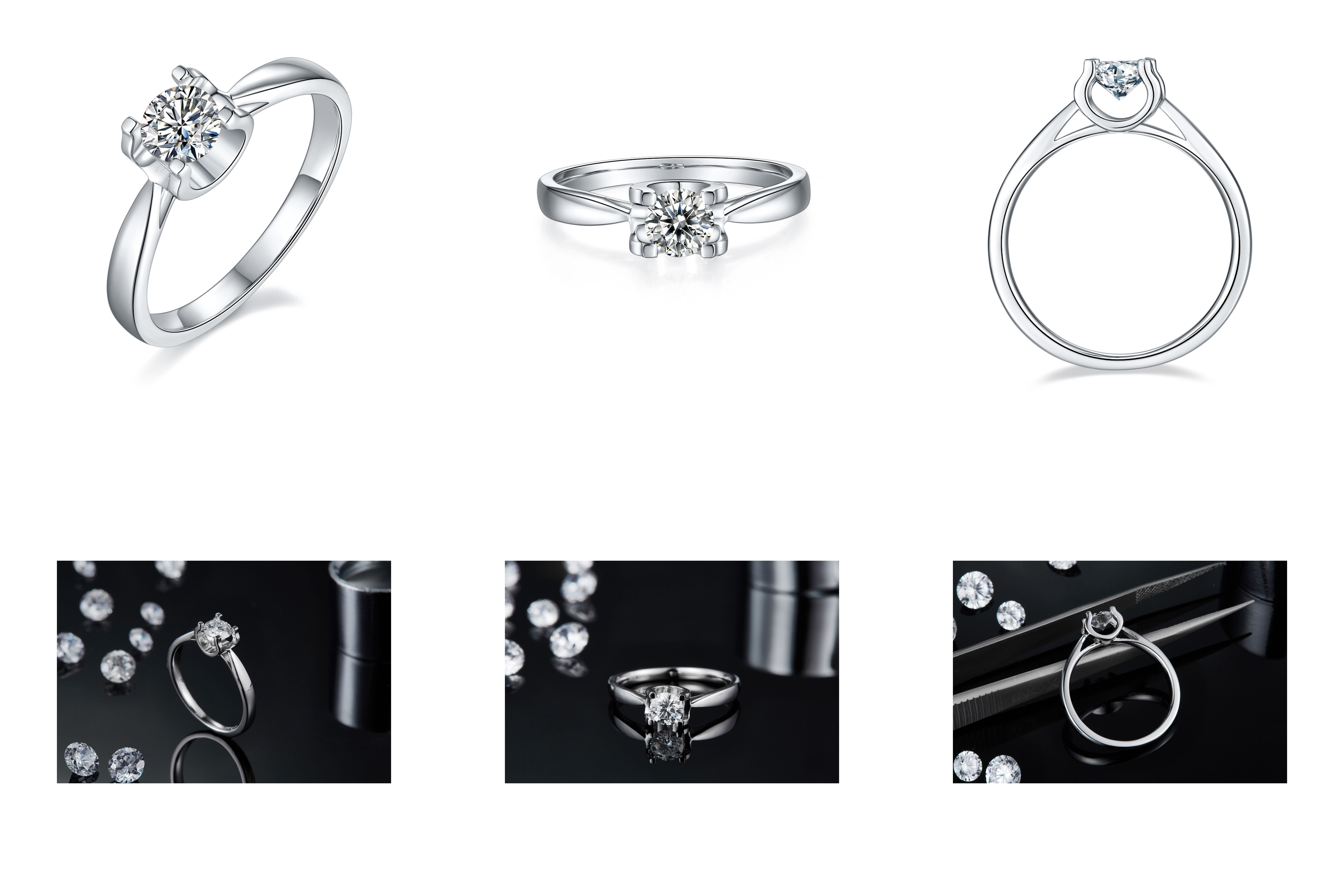 9K with Silver Ring Square White Moissanite Diamond Minimalist Wedding Jewelry