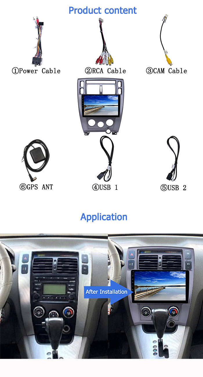Android 9.0 Car Radio 2+32 GB 10 Inch For Hyundai Tucson 2006-2012 With GPS WIFI Car DVD Player
