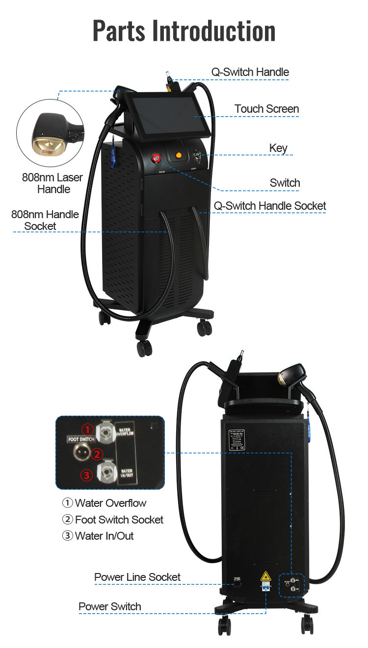 Touch Screen Soprano Titanium Laser Machine Nd Yag For Tattoo Removal