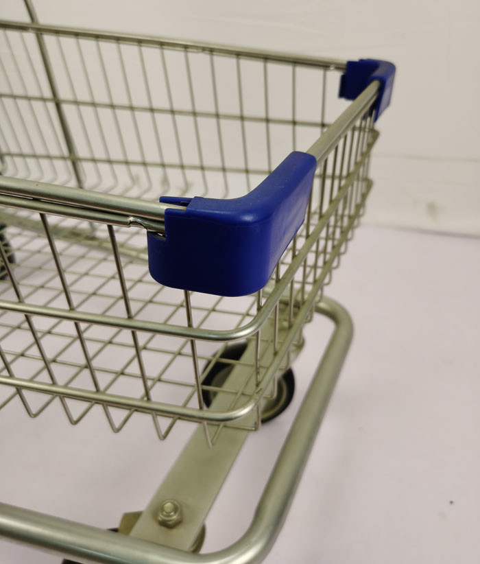 Double Layer Shopping Basket Trolley Zinc Powder Coated Supermarket Shopping Cart