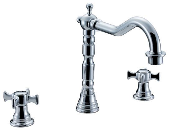 Brass Two Handle Household Kitchen Sink Water Faucet Europe Archaize 3 Hole