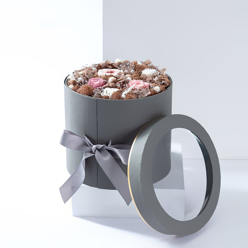Double Layer Rotating PVC Round Flower Box Eternal Rose Gift Packaging