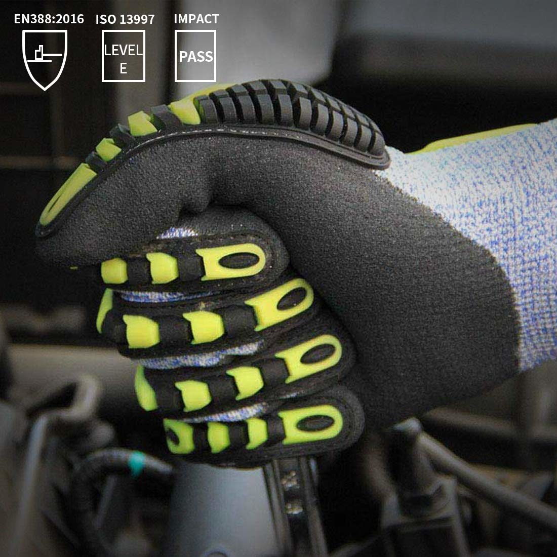 Luxcury Cut Proof Work Gloves TPR Mining Work Gloves Sandy Nitrile Coating
