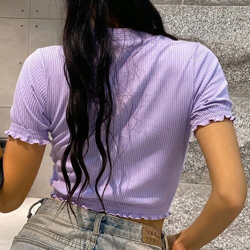 OEM maufactory Cross -border polyester new European and American short -sleeved sexy V -neck short T -shirt