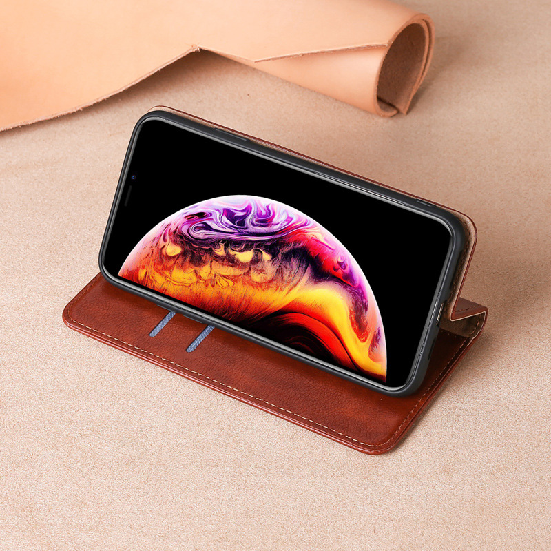 Dustproof Function Black PU Leather Mobile Phone Case Cover Bags for iPhone 12 Pro Max