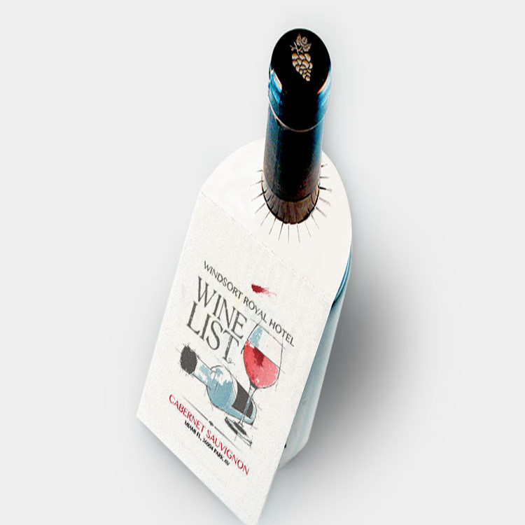 custom red wine bottle hangtag luxury wine packaging tag folding paper tag