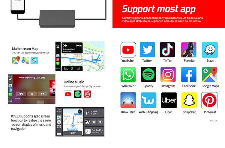 Automotive Electronic Accessories Carplay Dongle Plug And Play Support Mirror Link