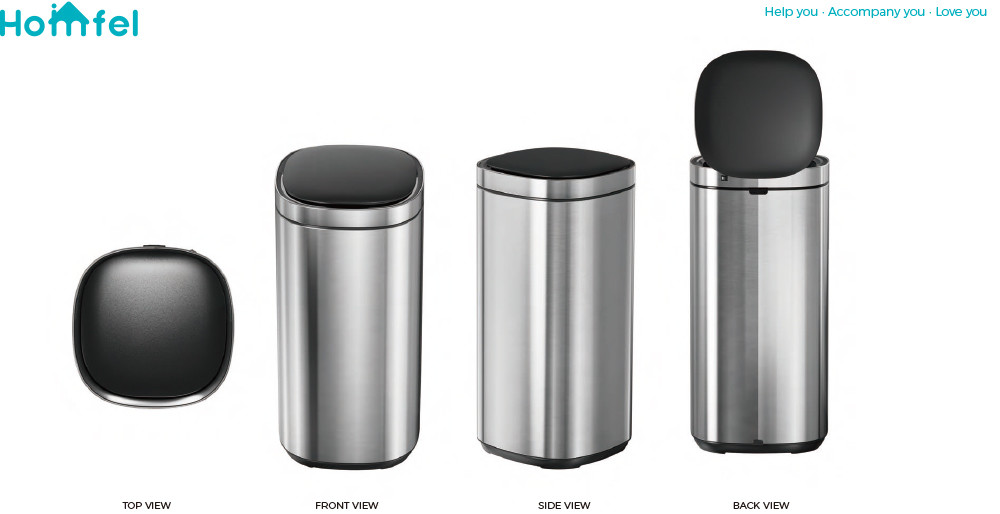 Touchless Intelligent Smart Sensor Bin Trash Can Stainless Steel Sustainable Household