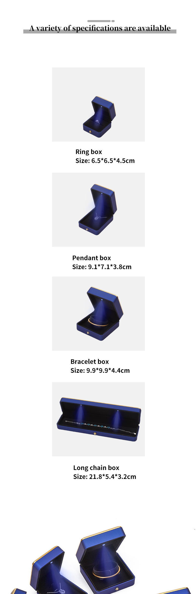 Bracelet Necklace Earrings Ring Jewelry Box with Eco-friendly Material and LED Light