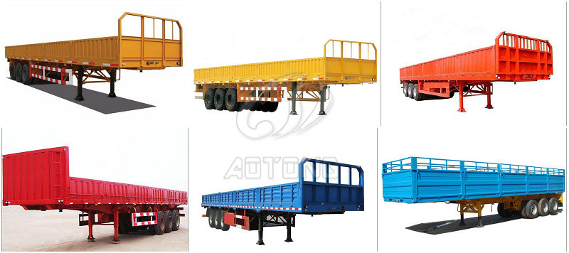 Sale 40 Tons 600mm-1200mm Side Wall Fence Type Cargo Flat Lorry Truck Semi Trailer