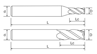 8mm Dia 8*20*8*60 TiAISiN Coated 4 Flat Flutes Carbide Square End Mill For Carbon Steel Alloy Steel Cast Iron