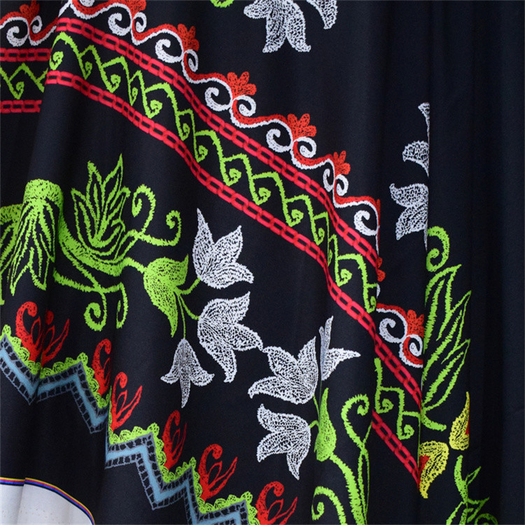 Customized Green Polyester Printing Fabric For Women Medium Weight