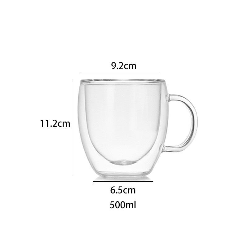 High Borosilicate Glass Double Insulated Coffee Cups With Handles