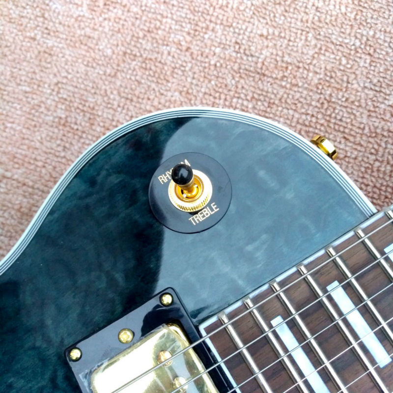 New style high quality custom LP Style electric guitar Gold Hardware in Blue Quilte Maple Electric Guitar Free Shipping