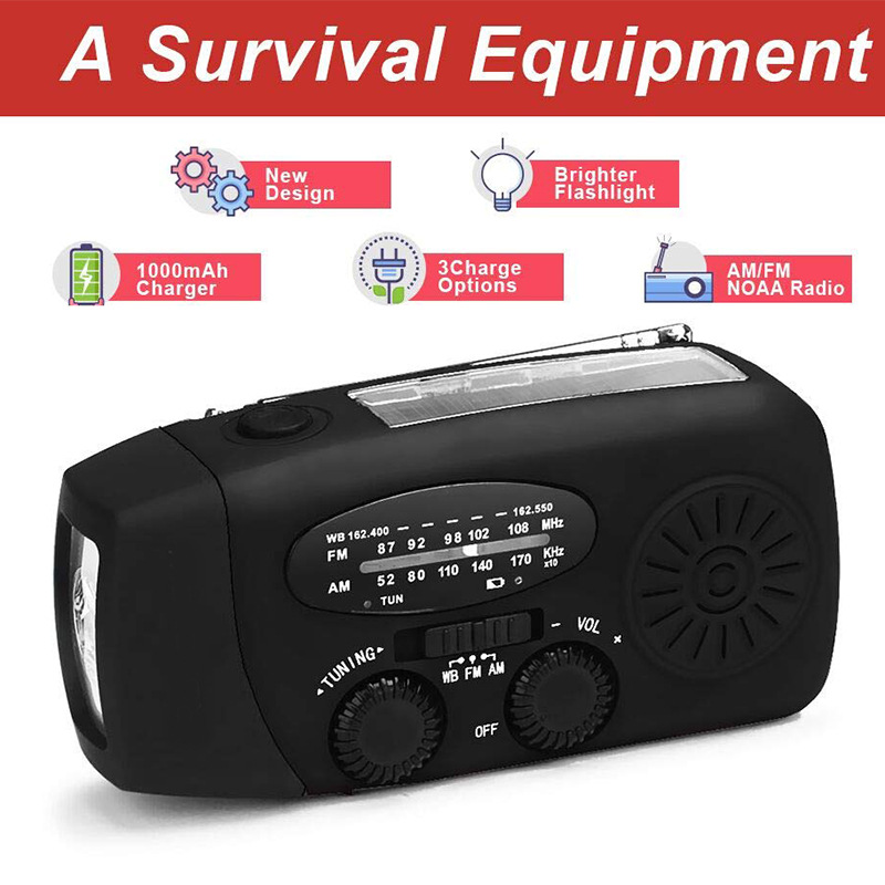 Hand Crank Waterproof Emergency Radio , Outdoor AM FM Internet Radio With LED Flashlight