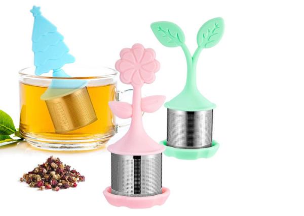 BPA Free Stainless Steel Tea Bag Strainer With Silicone Flower / Leaf /