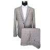 Buy cheap Fashion Mens Grey Tailored Suits Dark Beige Check Business Work Conference from wholesalers