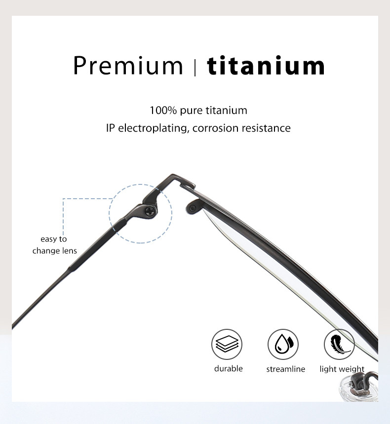 OEM Titanium Frame Glasses Anti Allerg Corrosion Resistant For Men