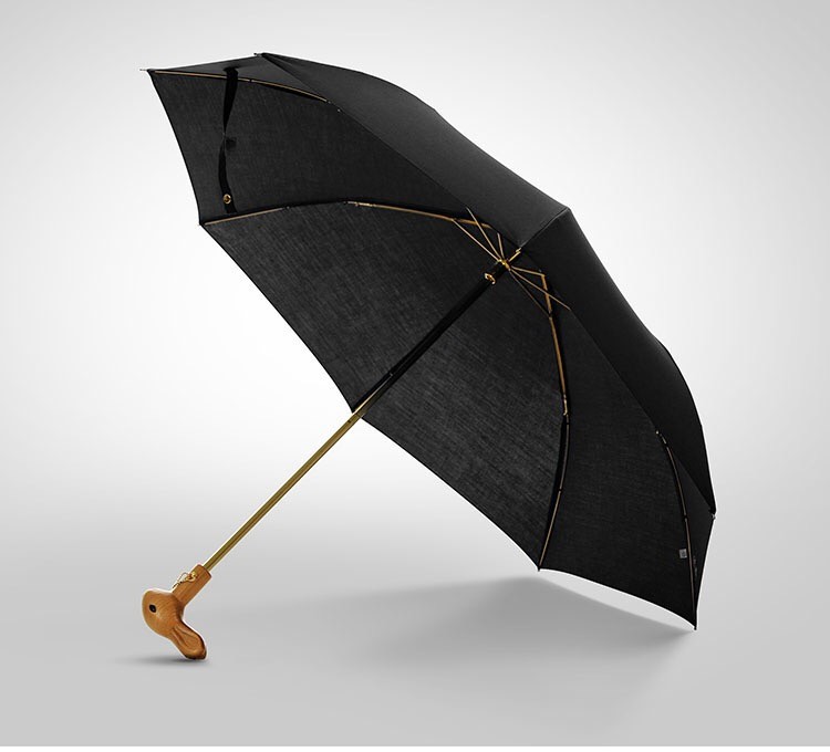 OEM Wooden J Handle Umbrella Head , Curved Umbrella Handle UV Protection