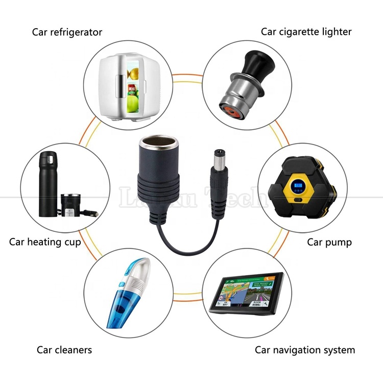120W 12V 10A Car Cigarette Lighter Female Socket to DC Male 5.5mm x 2.1mm Power Charger Cable