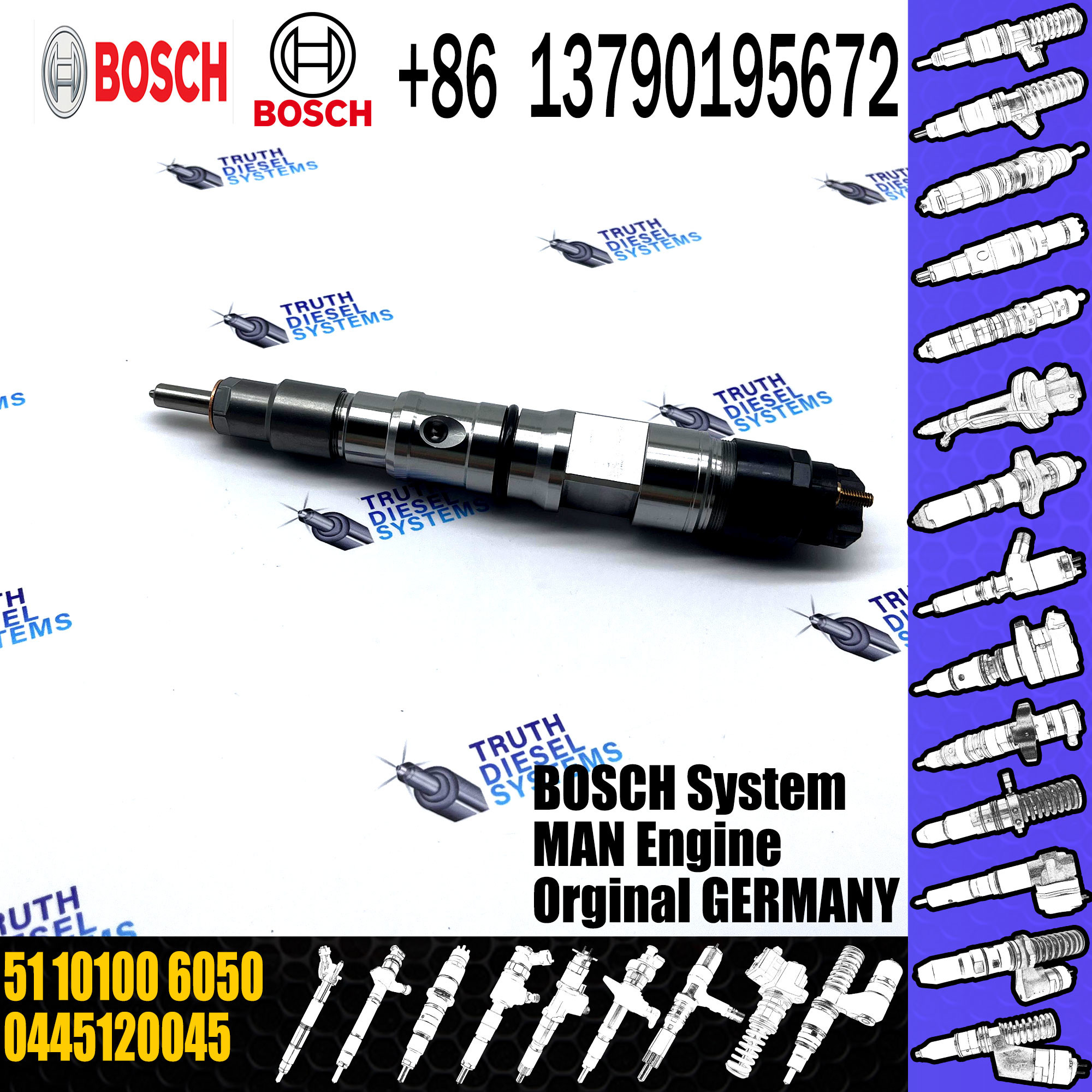 Common Rail Fuel Injector 0445120026 0445120045 51101006050 For MAN Truck
