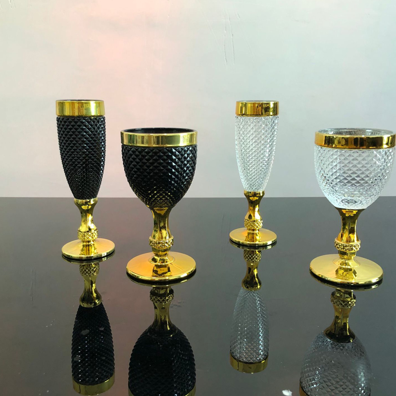 Hot Sale elegant Diamond Design Thick White Wine Glasses For Wedding Event