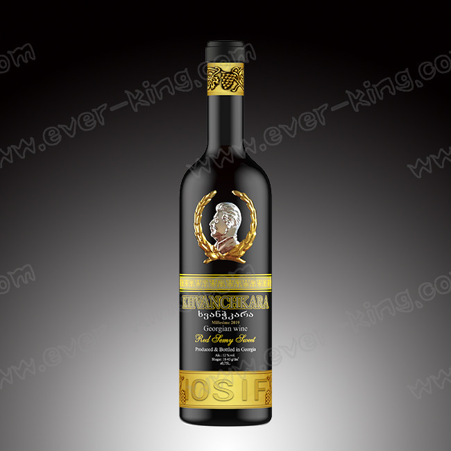Aluminum Gold Metal Wine Bottle Label Sticker Custom Embossed