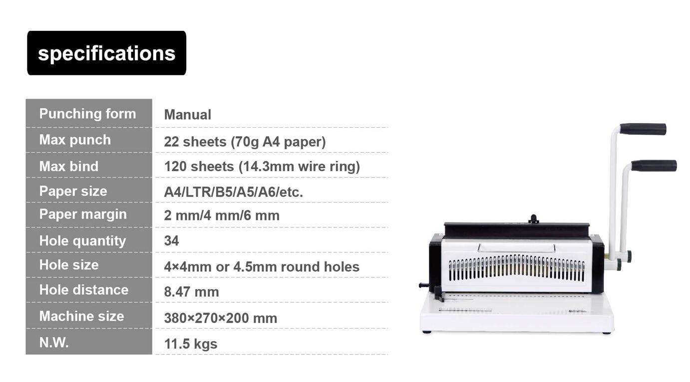 Double Loop Wire Book Binder 34 Hole Notebook Binding Punching Machine