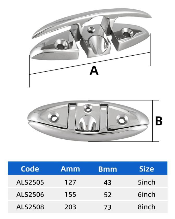 Stainless Steel 316 Marine Dock Folding Cleat with Other Accessories